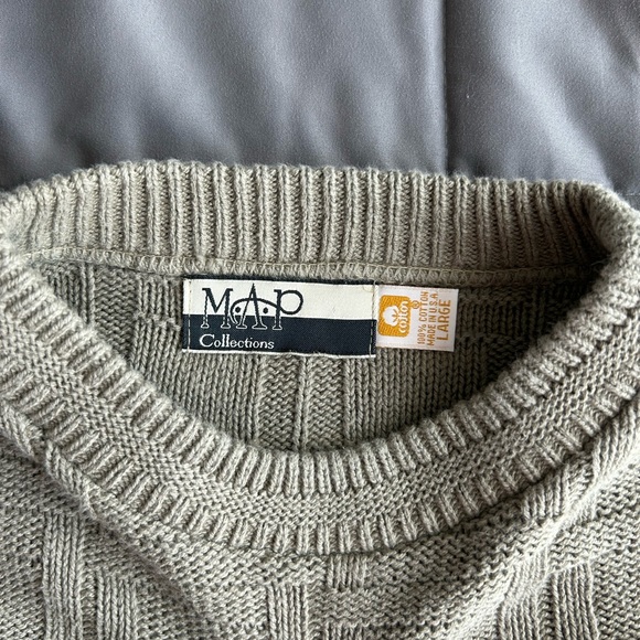 Vintage Olive green Knit square design Sweater Large - Picture 2 of 6